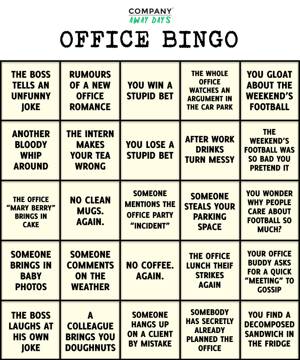 Office bingo questions